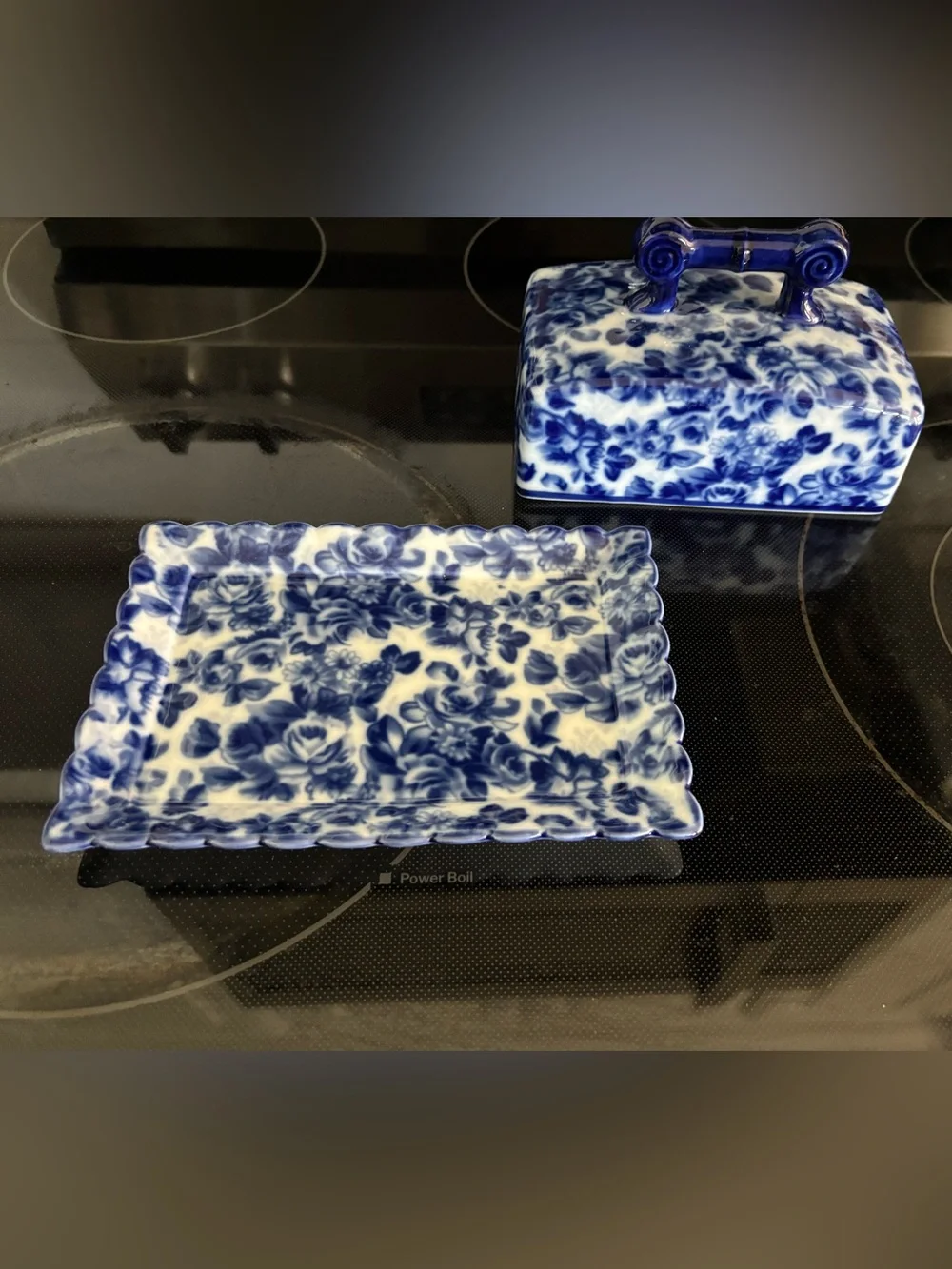 Blue Floral Butter Dish